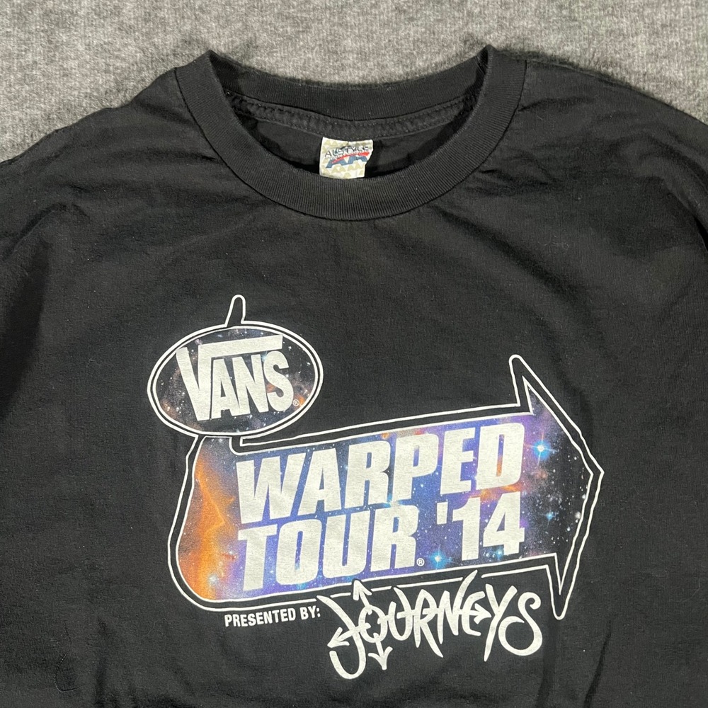 Official Vans Warped Tour 2014 Shirt Mens XL Black Galaxy Space Graphic Journeys